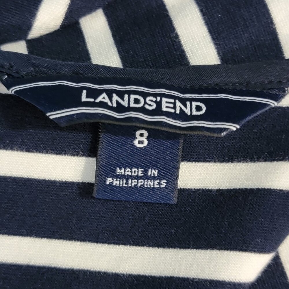 Lands' End Navy/White Nautical Stripe Ponte Shift Dress With Pockets - 8 - Picture 8 of 8